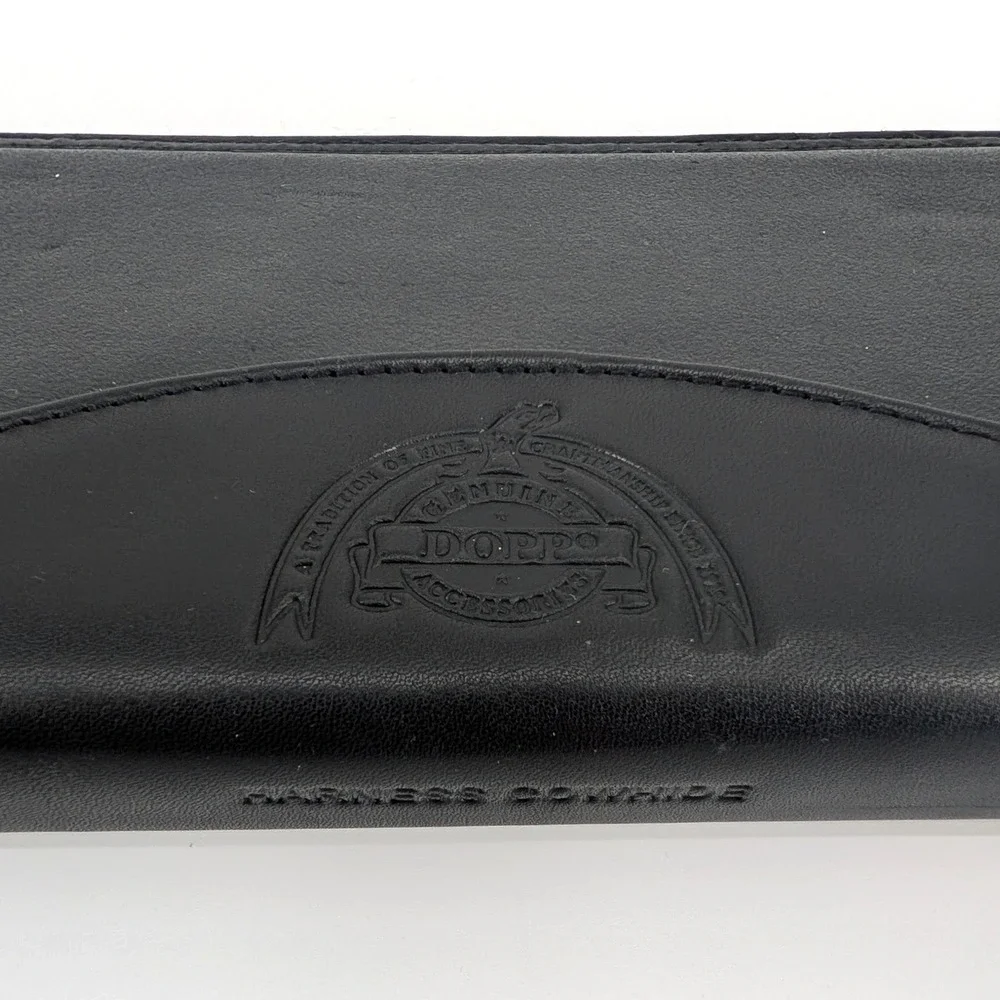 Dopp Black Leather Travel Tie Case Zippered Organizer Accessory
